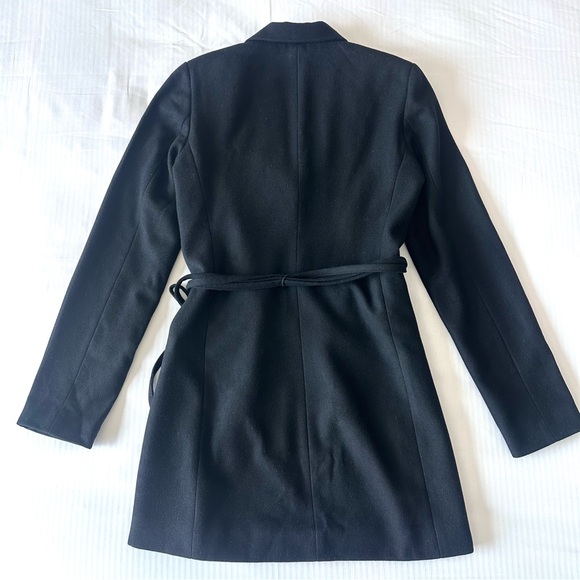 Reformation Larsen black wool dress coat blazer with tie belt size 0 like new - Picture 10 of 10